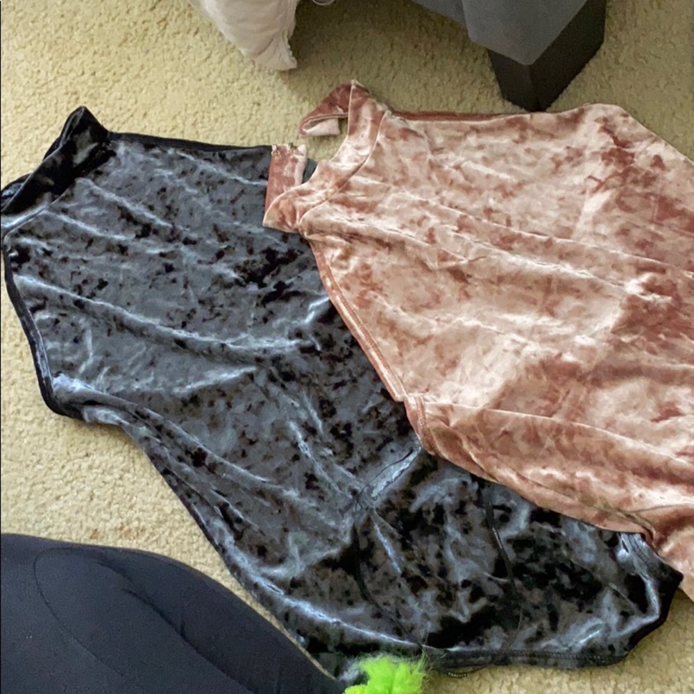 Pink & blue velour bodysuit